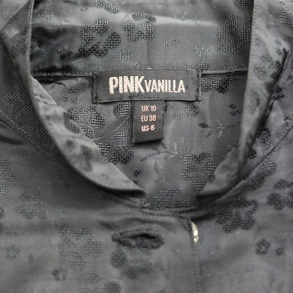 Trendy Pink Vanilla Black Lace V-Neck Top, Casual Chic - Picture 4 of 5